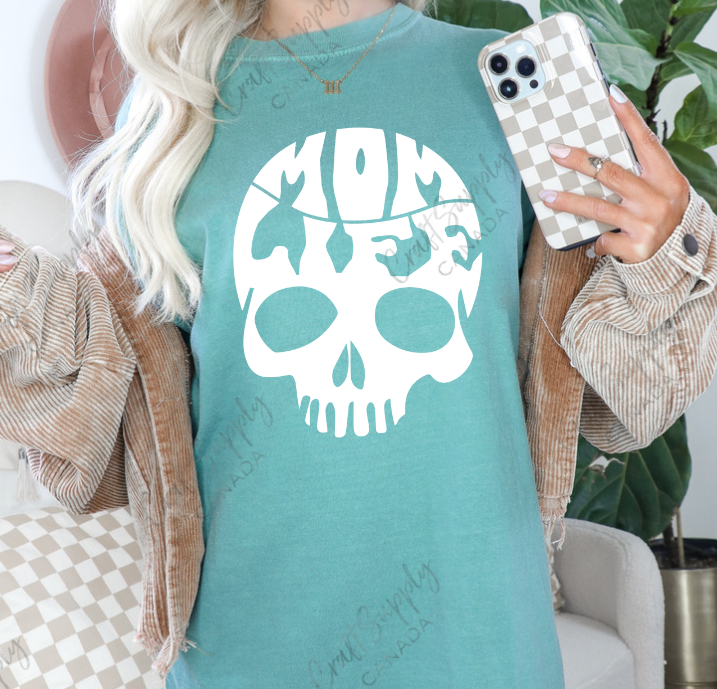 Screen Print - Mom Life Skull - Adult (see description for size and press info)