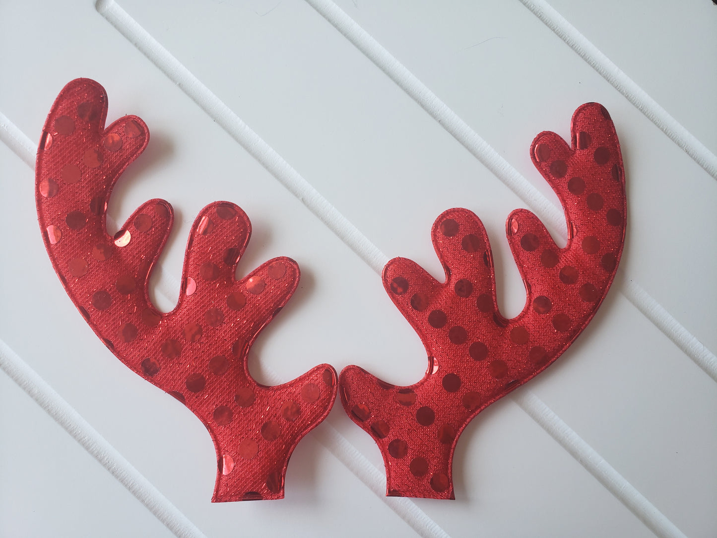 Red polka antlers (5.5 inches) single sided (sold as a pair)