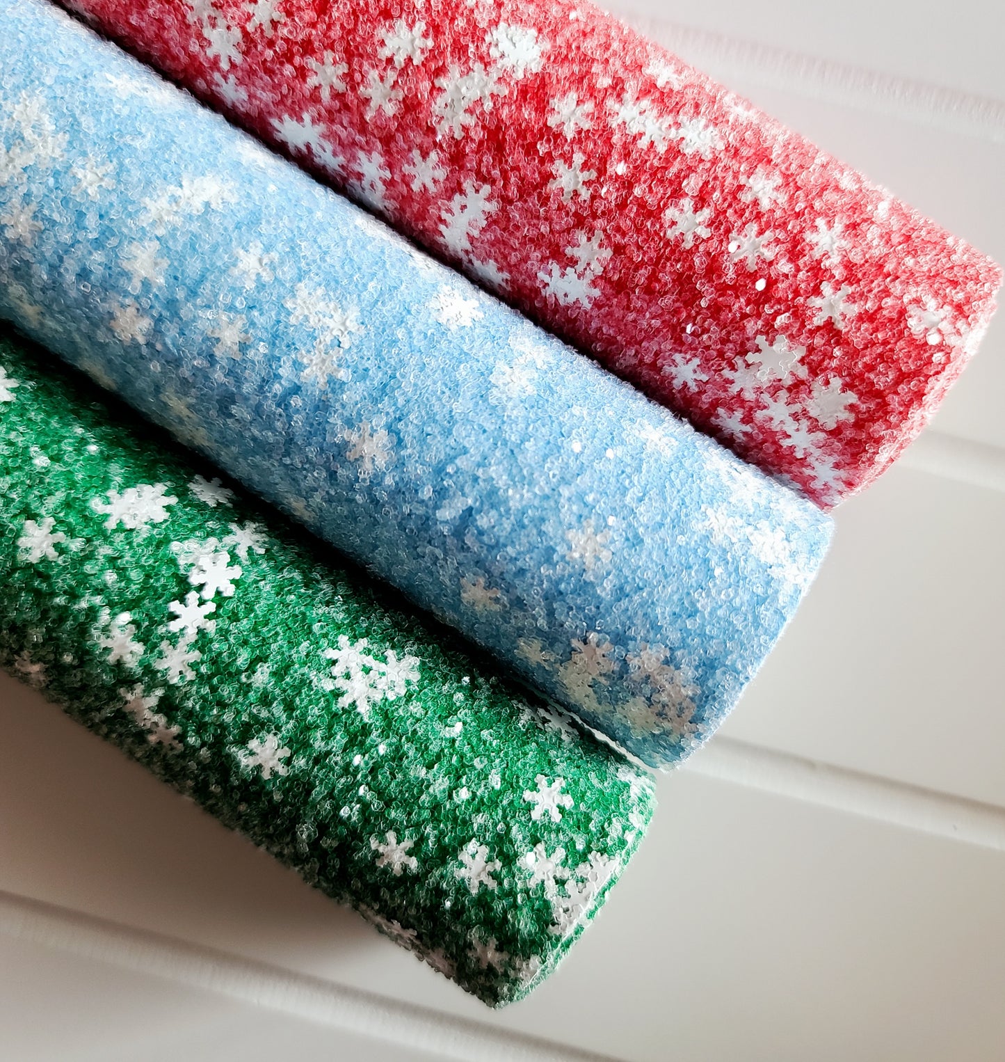 Snowflake Chunky Glitter Fabric Sheet - cotton backing