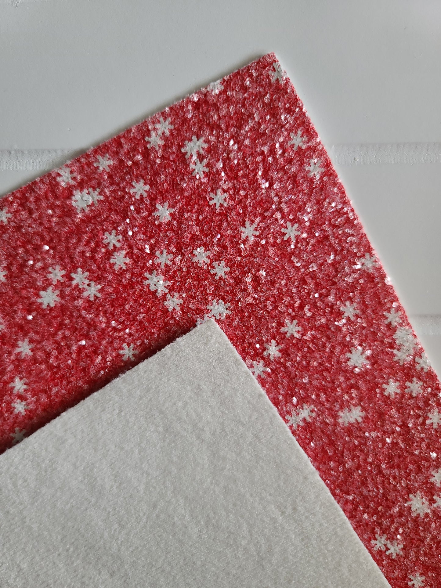 Snowflake Chunky Glitter Fabric Sheet - cotton backing