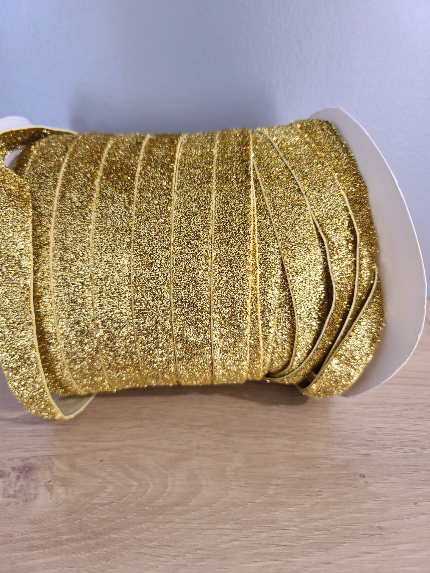 5/8" Glitter/tinsel Fold Over Elastic (sold by the yard)