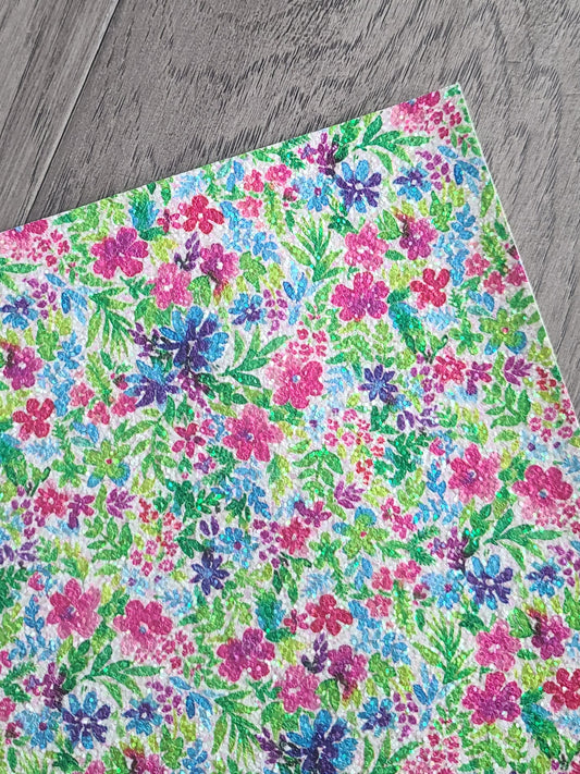 Bright Spring Floral Chunky Glitter Sheet