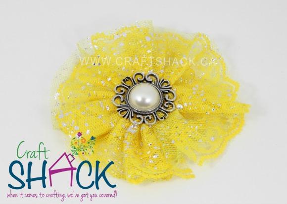 4" Glitter Lace Flower w/jewel center
